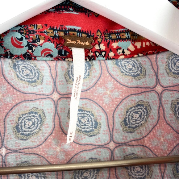 Free People Red Printed Polyester Button Down Top - Picture 8 of 9